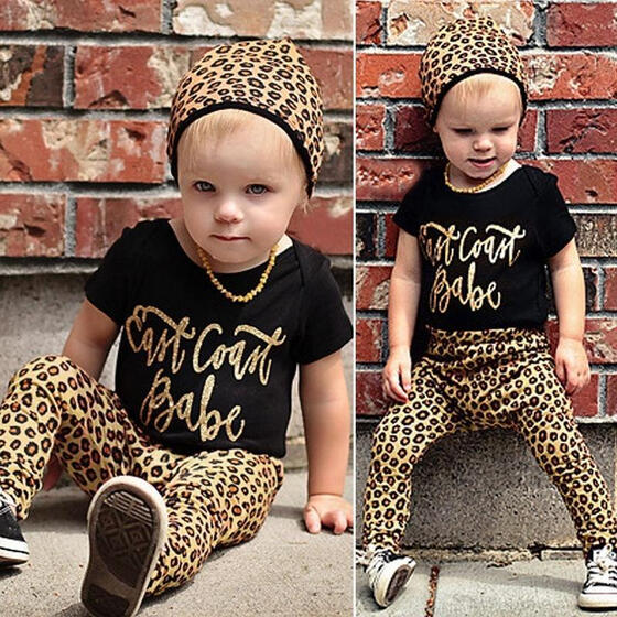 2-6T Toddler Kids Baby Girls Outfits Leopard T-shirt Tops+Long Pants Clothes Set