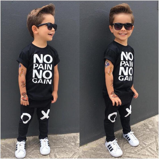 Hot Sale 2019 children 2pcs//set Kids Baby Polos Suit Boys Girls Long Sleeve