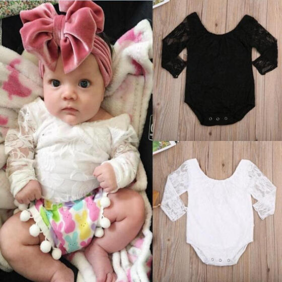 New Kids Baby Girl Clothes Lace Floral Romper Jumpsuit Sunsuit Outfits US Stock