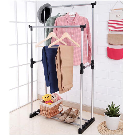 Adjustable Rolling Garment Rack Heavy Duty Clothes Hanger Portable