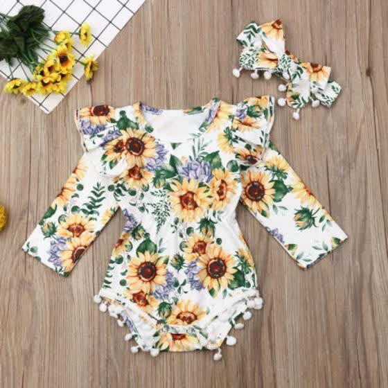 newborn baby girl sunflower outfit