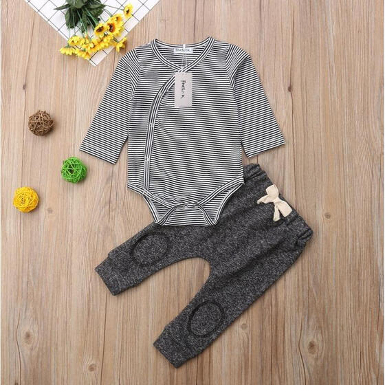 2pcs Newborn Toddler Infant Baby Boy Girl Clothes T-shirt Tops+Pants Outfits Set