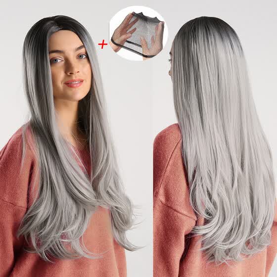 Shop Follure Natural Gradient Grey Wig Long Curly Hair