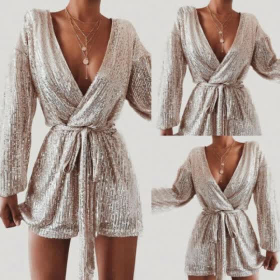 long sleeve party romper