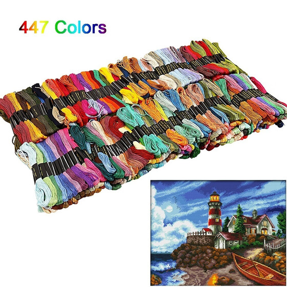 DMC 447 basic solid color embroidery thread set complete.
