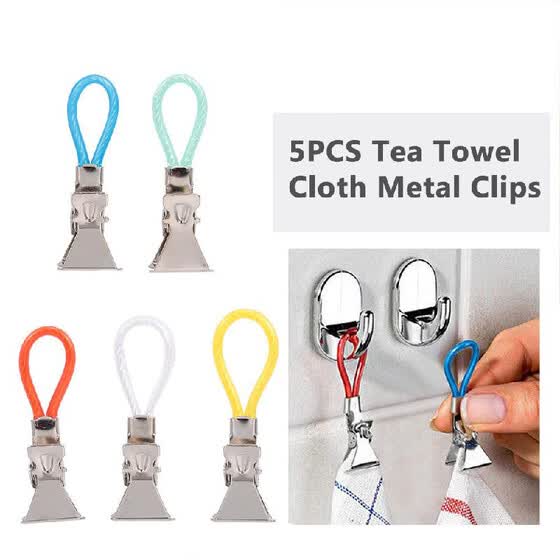 Shop 10pcs Tea Towel Clips Cloth Hanging Metal Clips Hand Towel
