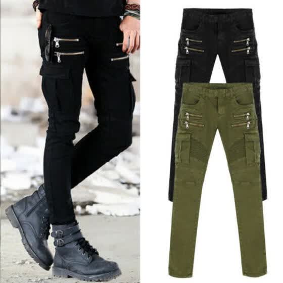 knee zipper jeans mens