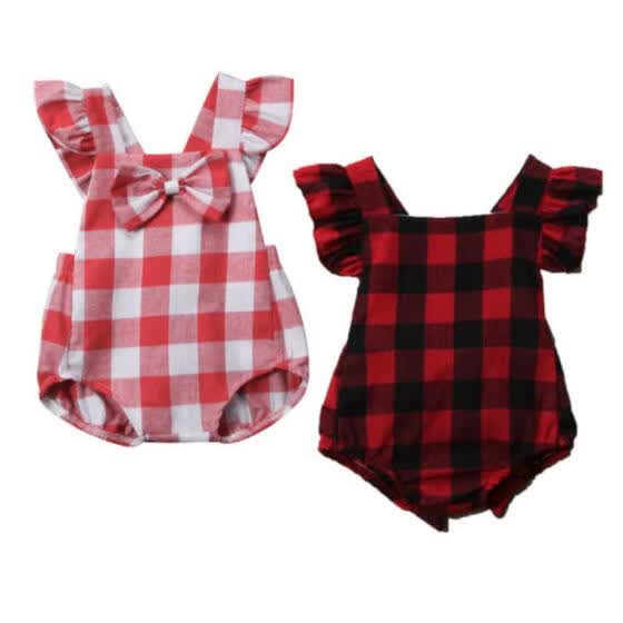 buffalo plaid romper baby girl