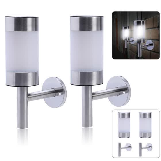 2 Stainless Steel Solar Powered Led Wall Light Fence Lamp