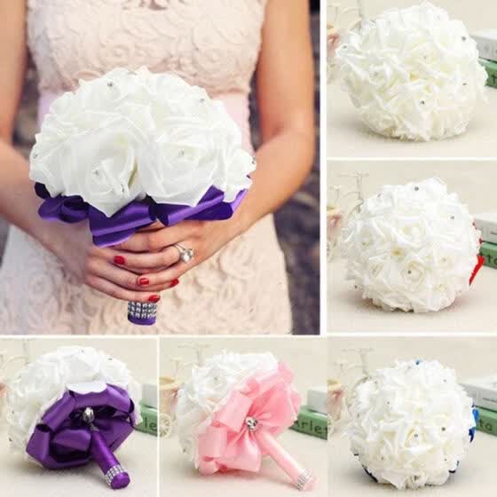 Shop Handmade Crystal Bridal Wedding Bouquet Silk Flower Bridesmaid Foam Brooch Hot Online From Best Brooches On Jd Com Global Site Joybuy Com