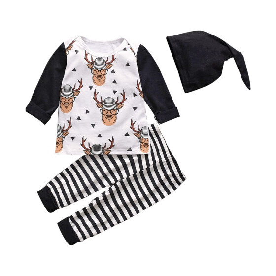 2Pcs//Set Kids Boys Casual Cartoon Bear Print Bow Tops Pants Toddler Baby Outfits