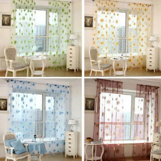 Shop Floral Butterfly Sheers Curtains Voile Tulle Door Window