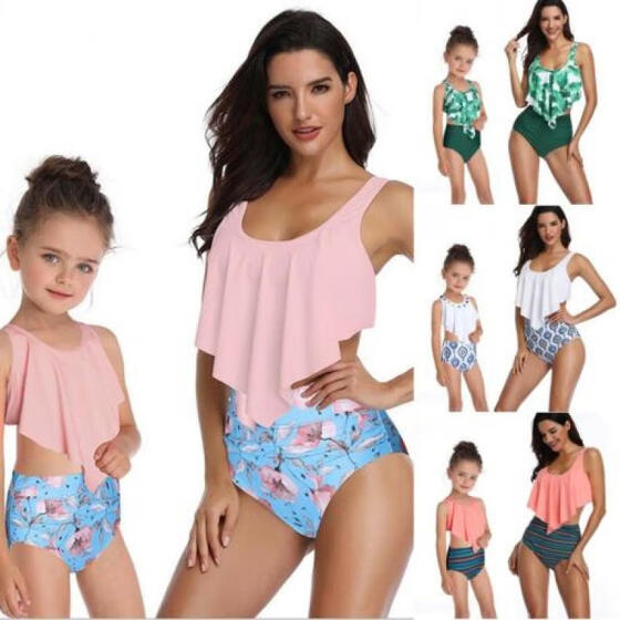 Family Matching Mom Baby Girl One Piece Swimwear Swimsuit Bikini Bathing Suit US