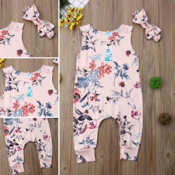 UK Casual Newborn Baby Girl Romper Floral Jumpsuit Outfit Sunsuit Summer Clothes