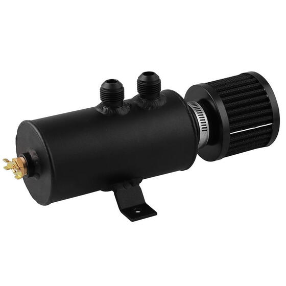 0.75L Aluminum Baffled Motor Engine Oil Catch Can Tank with Hose Kit AN10 Black