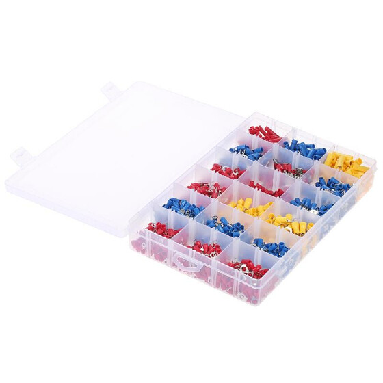 102pc Assorted Insulated Copper Ring Crimp Wire Cord Terminal Connector Kit Set