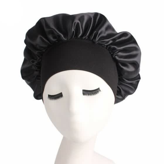 Silk Night Sleep Cap Hair Bonnet Hat Head Cover Satin Wide Adjust Elastic Band #