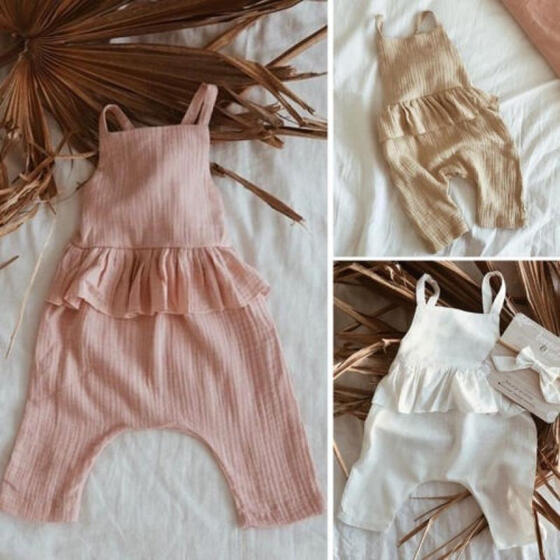 Newborn Baby Boys Girl Grid Ruffles Romper Jumpsuit Sunsuit Outfits Clothes Set