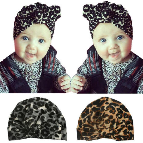 Cute Kids Baby Girls Turban Bow Knot Head Wrap Bunny Rabbit Ear Hat Cotton Cap