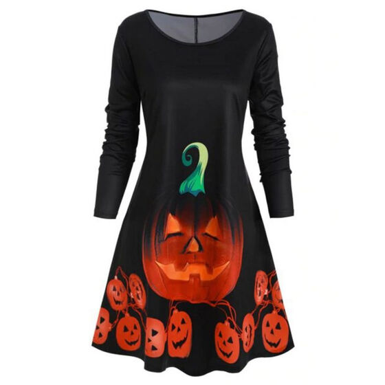 Womens Blouse Hollow Out Lace Pumpkin Print Long Sleeve Shirts Warm
