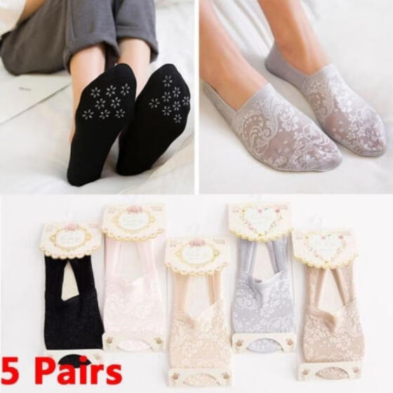 Fashion Boat Hosiery Women Antiskid Liner Low Cut Lace Socks Invisible Cotton