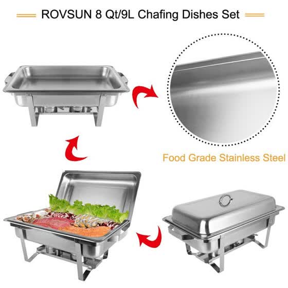 Rectangular Chafing Dish 8 Quart Stainless Steel Tray Buffet 8 Quart Stainless Steel Tray Buffet