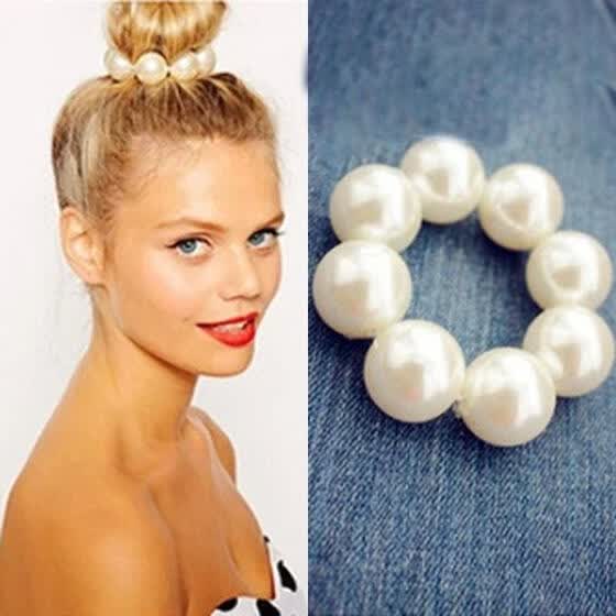 Shop Korea Jewelry Hair Accessories Big Pearl Hair Rope Holder
