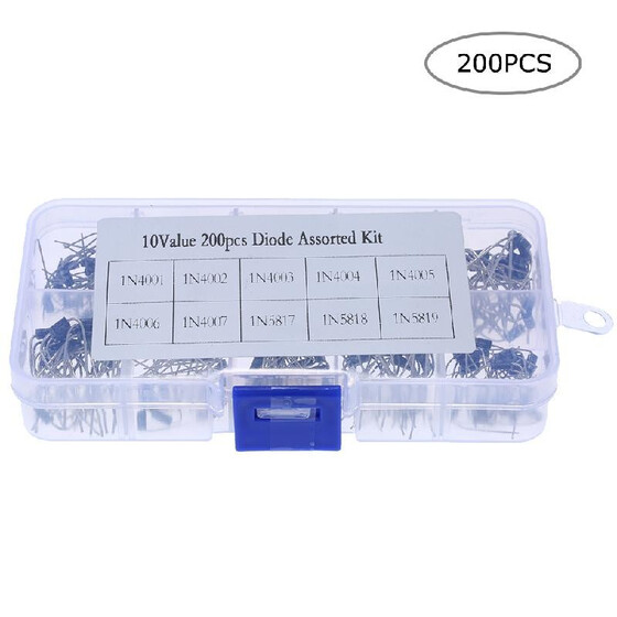 200pcs 10Values Rectifier Diode Assortment Electronic Kit 1N4001~1N4007 With Box