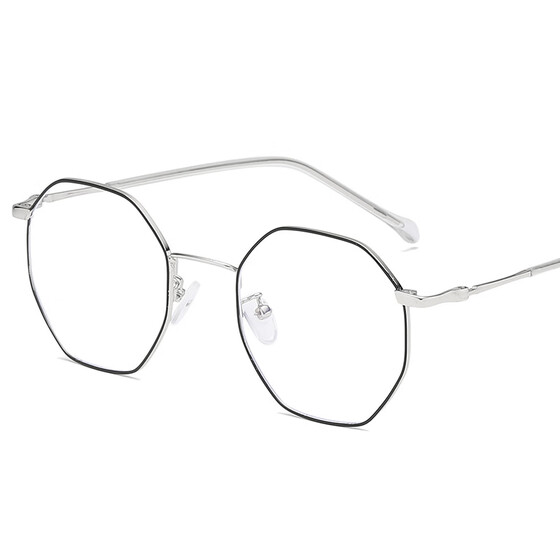 Metal square anti-blue radiation lady retro glasses gold frame flat lens