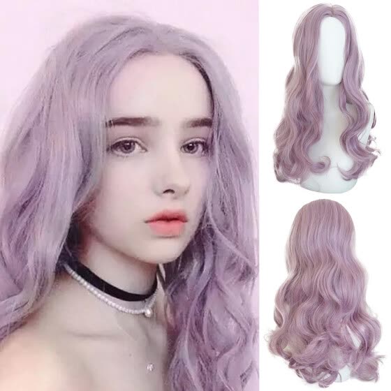 Lady Sexy Purple Party Wigs Long Curly 