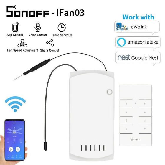 Shop Sonoff Ifan03 Wifi Smart Fan Switch Ceiling Fan Light