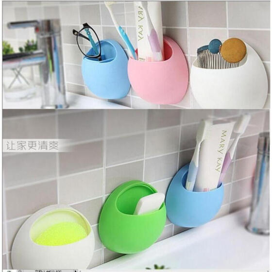 Toothbrush Holder Wall Mount Suction Cup Toothpaste Home Bathroom Storage Rack