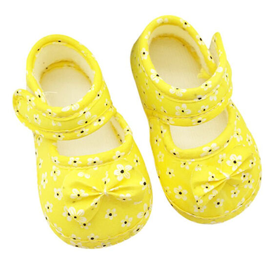 Newborn Baby Girls Crib Prewalker Dot Bowknot Soft Sole Anti-slip Sneakers Shoes