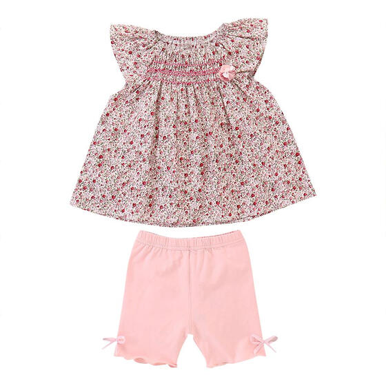 2PCS Baby Girl Summer Outfits,Cute Flamingo Print Shirt Top Bow-Knot Black Short Casual Clothes Set