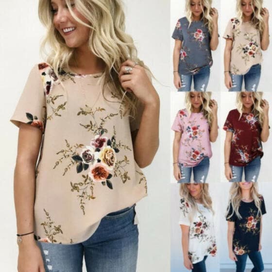 Shop Boho Damen Sommer Casual Blumendruck Shirts Chiffon Top Strand Lose Bluse Online From Best Babywear On Jd Com Global Site Joybuy Com