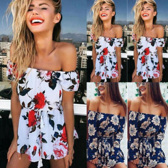New Womens Holiday Mini Playsuit Ladies Jumpsuit Summer Beach Dress