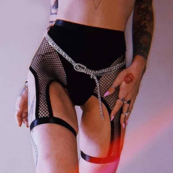 Shop Women Sexy Mesh Patchwork Shorts Hollow Suspender Garter Belt