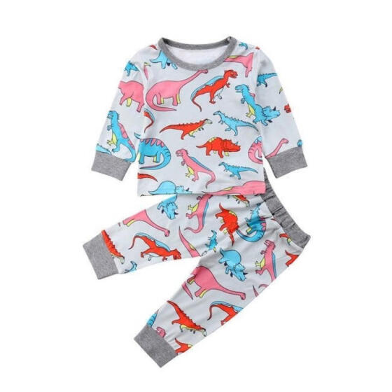 Toddler Kids Boy Girls T-shirt Tops+Long Pants 2Pcs Outfits Babysuit Clothes Set