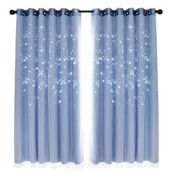 Shop 2pcs Star Shower Hollow Yarn Blackout Curtains Windows