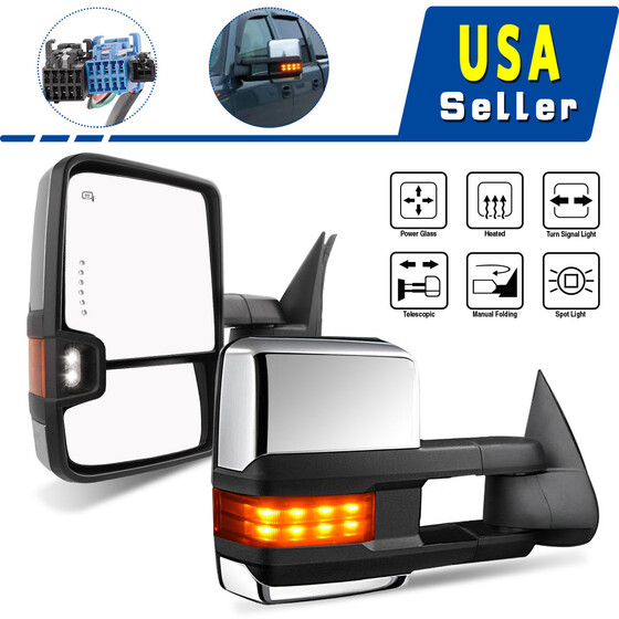 CHROME POWERED+HEATED+LED TURN SIGNAL TOWING MIRROR RIGHT FOR 03-06 TAHOE//YUKON