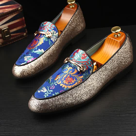 men's vintage leather loafers lazy single shoes