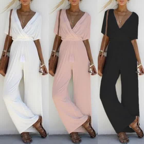 short sleeve jumpsuit casual