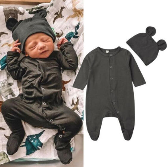 My 1st Christmas Baby Boy Girl Romper Bodysuit Jumpsuit Hat Clothes Outfits US
