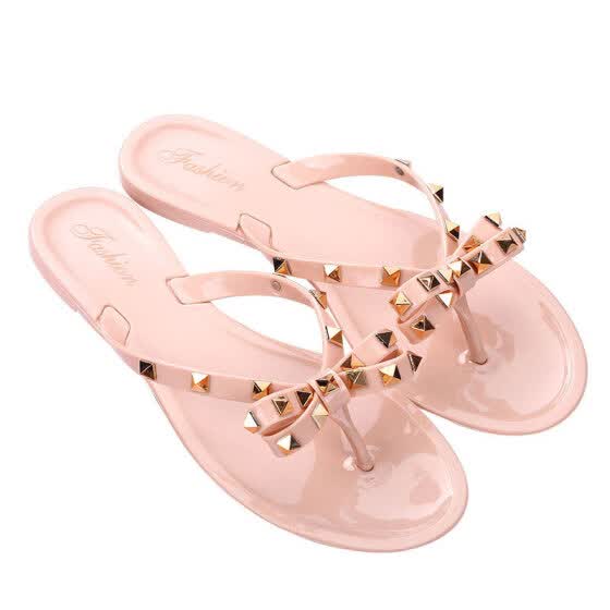 flip flops with bow and studs