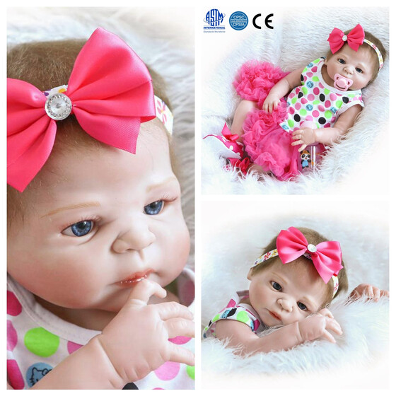 23/" Lifelike Full Body Silicone Girl Baby Doll Newborn Preemie Dolls Babies