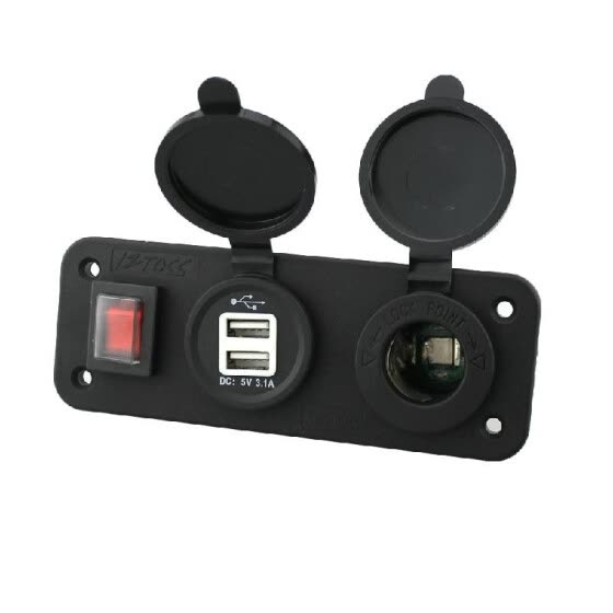 Dual Port USB Socket /& 12V Power Socket Breaker Switch for Car Boat Marine RV US