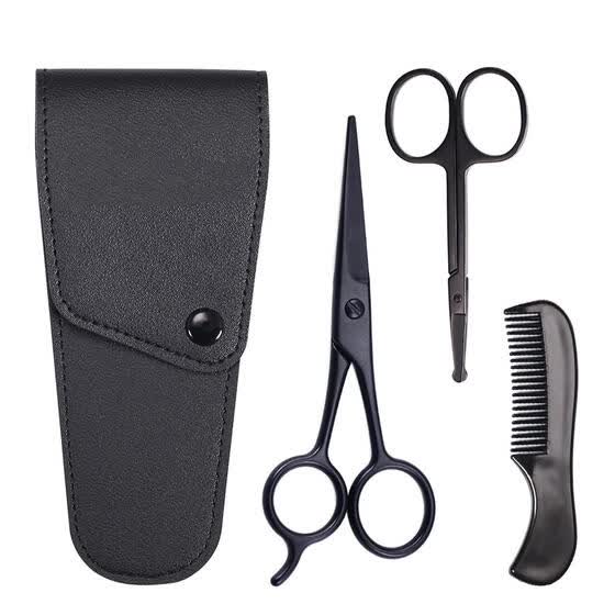 Shop 3pcs Beard Scissor Men Mustache Hair Comb Trimming Grooming