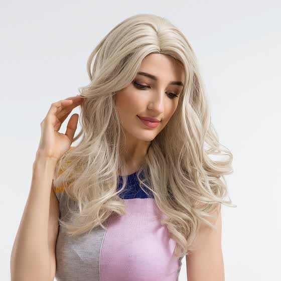 Shop 18 Golden Long Curly Hair Big Wavy Wigs Sexy High
