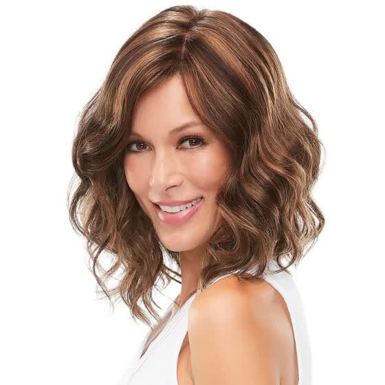 short curly light brown wig