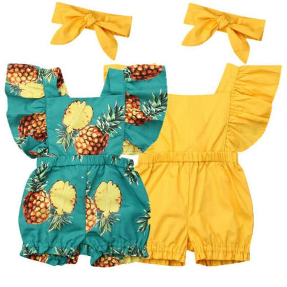 Newborn Infant Baby Girls Summer Romper Bodysuit Jumpsuit Sunsuit Clothes Outfit